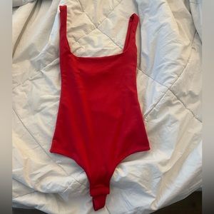 Red PrettyLittleThing Square Neck Bodysuit
